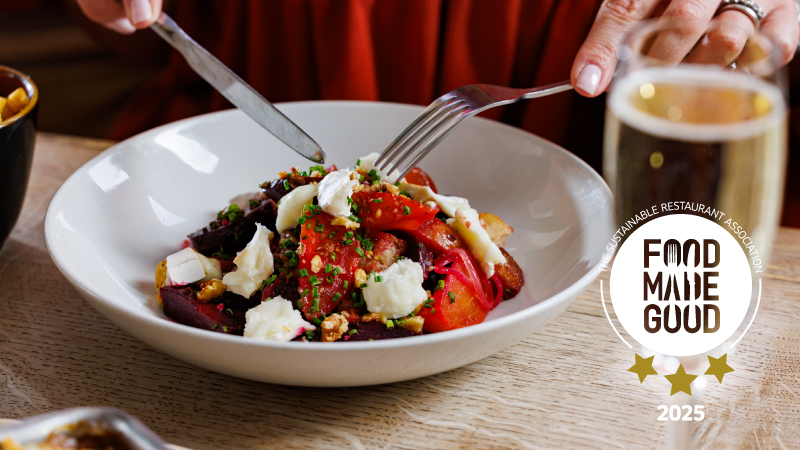 A beetroot and goats cheese salad